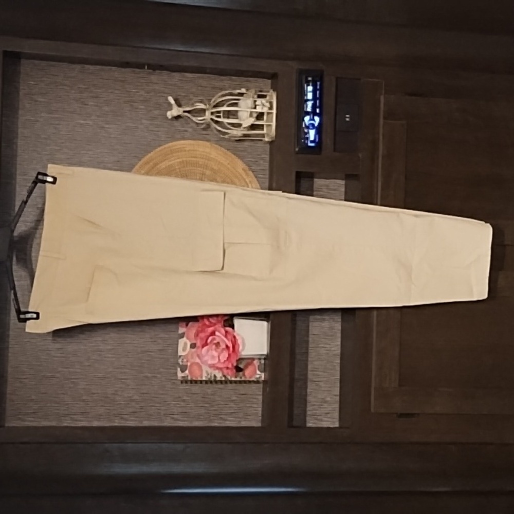 Ouku Pants Linen Cotton Blend Cargo Pockets Size XL Business Casual Chur…